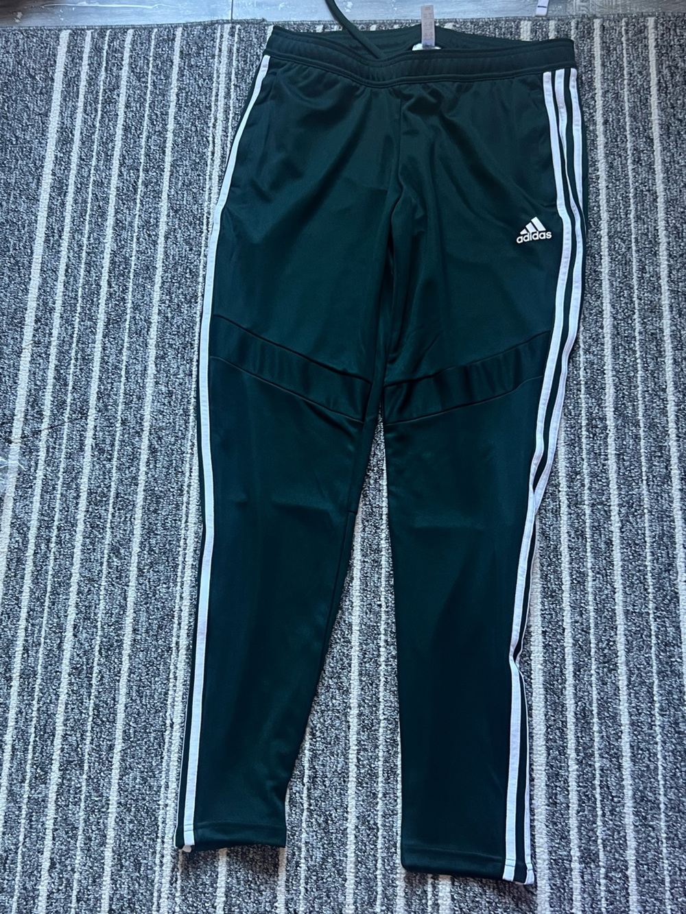 adidas Dark Green Track Pants with White Side Stripes